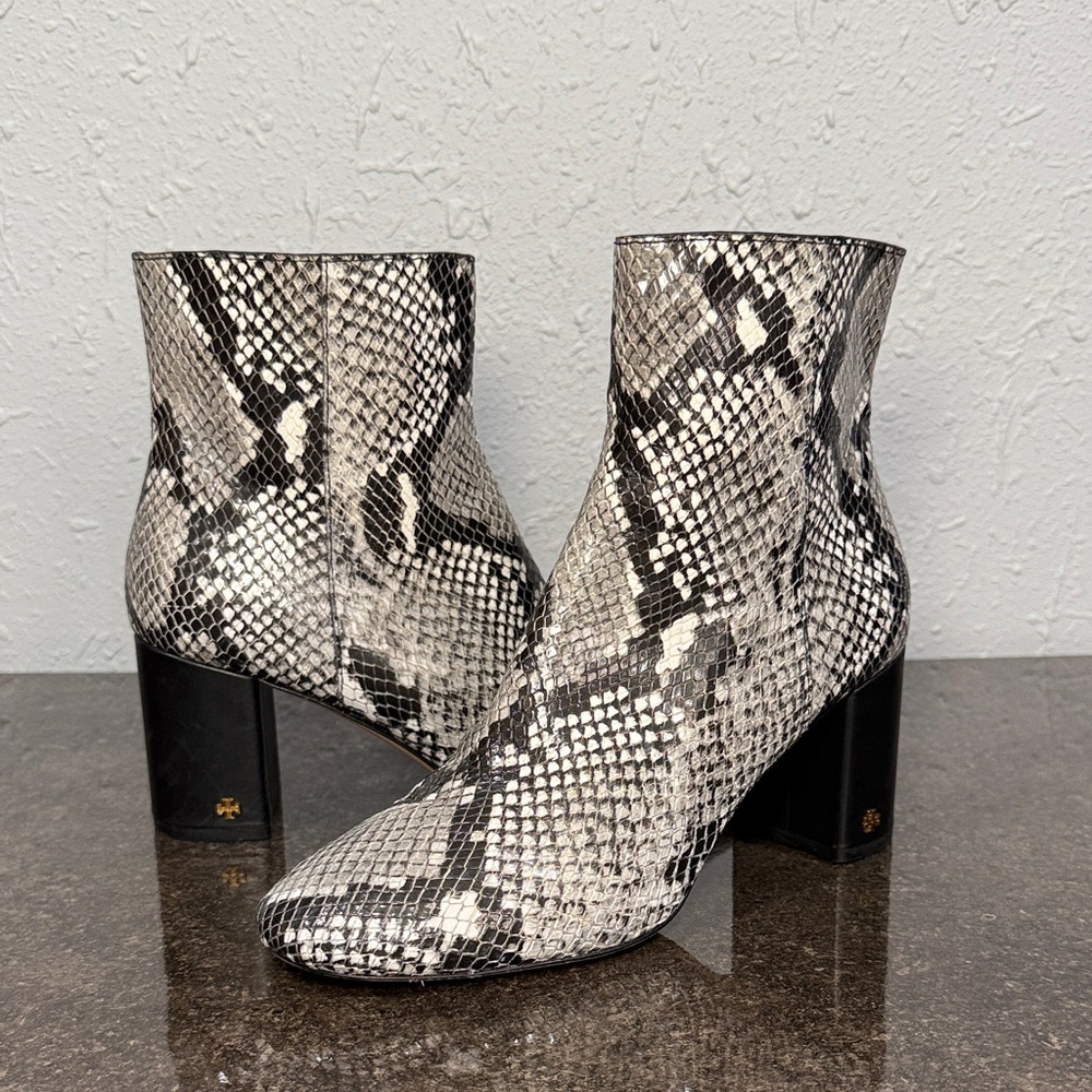 Tory Burch Brooke Roccia Snake Print Leather Boots‎